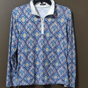 J. McLaughlin Floral 1/4 Zip Pullover Women's SIZE LARGE